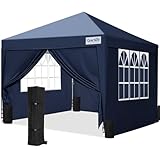 Quictent Pavillon 3x3 Faltpavillon mit 4 Seitenteilen, Wasserdicht...