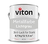 VITON Metallfarbe in Grau - 0,7 Kg Metall-Schutzlack Seidenmatt -...