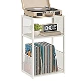 VASAGLE Plattenspieler-Ständer, 3 Etagen, Beistelltisch, Aufbewahrung von...