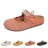 Flache Schuhe Hausschuhe Damen Lässige Hinten Offen Pantoletten Mit Perlen...