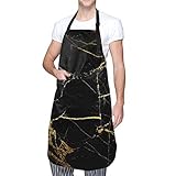 IUBBKI Latzschürze, 84 x 70 cm, Gold/Schwarz, Tapetenschürzen für Damen,...