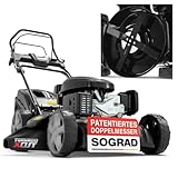 ONBEST Benzin Rasenmäher 5IN1 - Starke 6,5 PS, 4 Klingenschneidsystem &...