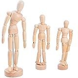 Gliederpuppe,Osuter 3 Stück Mannequin aus Holz,Kunstfigur zum Malen und...