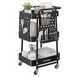 SONGMICS Rollwagen, Küchenwagen, 3 Metallgitterablagen, Servierwagen, 2...
