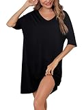 Irdcomps Nachthemd Damen Schlafshirt Sleepshirt Kurzarm Baumwolle Kurz Sexy...