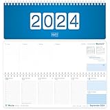 Wochen-Tischkalender 2024 [Königsblau] im Quer-Format |1 Woche 2 Seiten |...