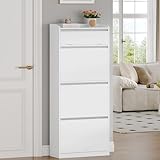 HEXCELEN Schuhschrank Schmal mit 3 Klapptüren, Schuhkipper, Schuhschrank...