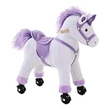 HOMCOM Reitpferd auf Rollen 60 cm Stehpferd mit Sattel, Sound Spielpferd...