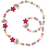 Abaodam Schmuckset Perlen Armband und Halskette Regenbogenfarben für...