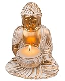 Out of the blue Buddha-Dekofigur mit Teelichthalter – spirituelle 2-in-1...
