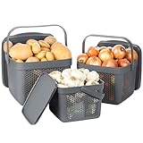 uandu Kartoffel Aufbewahrungsbox Küche 3er Set, Knoblauch Aufbewahrung,...