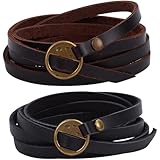 GORGECRAFT 2 Stück Wickelarmband Aus Schwarzem Rindsleder Für Damen...
