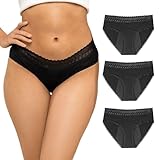 ZENAPHYR 3er Set Perioden Unterhosen Damen Schwarz Bio Baumwolle -...