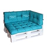 LILENO HOME Palettenkissen Set Aqua - Set 3: (1x Sitzteil + 1x Rückenteil...