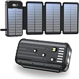 Solar Powerbank 20000mAh, Tragbare Ladegerät mit 4 Faltbar Externes...