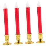 LIFKOME 4 Stück Flammenlose LED Spitzkerzen Batteriebetrieben Rot...