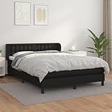 OHOOWOO Boxspringbett mit Matratze Schwarz 140x190 cm Kunstleder,Exklusives...