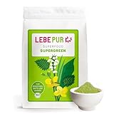 Lebepur BIO SUPER GREEN Pulver 500g - Superfoodpulver mit Gerstengras,...