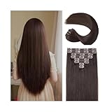 Clip-In-Extensions aus Echthaar, 120 g, 8 Stück, Nr. 2, Dunkelbraun,...