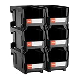 VEVOR Stapelboxen, 377 x 215 x 180 mm (6er-Pack), Lagerboxen,...