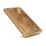 com-four® Deko-Teller aus Mangoholz - rechteckiges Holz-Tablett für...