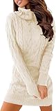 Ebifin Strickkleid Damen Rollkragen Strickpullover Elegant Jumper Kleid...
