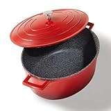 STONELINE Cocotte Bräter mit Deckel Induktion 32 cm, 6,6 L, Aluguss Topf...