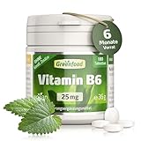 Vitamin B6, hochdosiert, 25mg - 180 Tabletten, vegan. Pyridoxin -...