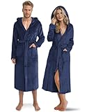 Twinzen Damen & Herren Kuschelfleece Morgenmantel mit Kapuze XXL -...