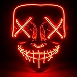 LED Leucht Grusel Maske rot - wie aus Purge steuerbar, für Halloween,...