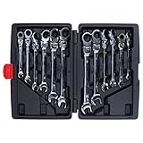ACOGEDO 12-teiliges Ratschenschlüssel-Set aus Werkzeugstahl, Flexibler...