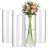 ZOFUN 4 Stück 30cm Glasvase Gross Klar Glasvase Zylinder Runde, Blumenvase...