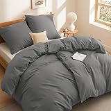 BEDSURE Bettwäsche 135x200 Baumwolle 4teilig - Bettwäsche-Sets Grau...