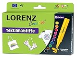 LORENZ Creative 10 Textilmalstifte | waschfest bis 60°C | 2-5mm...