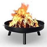 Jaxguom Feuerschale 80 cm, Feuerstelle Garten mit Griffen und Abnehmbaren...