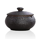 Lependor Aschenbecher aus Keramik mit Deckel, winddicht,...