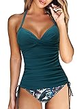 Yutdeng Tankini Damen Push Up Badeanzug Bauchweg Tankini Oberteil mit...