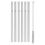 WMF Baric Strohhalm Edelstahl Set, 6 Trinkhalme gerade + Reinigungsbürste,...