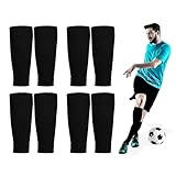 4 Paare Fußball Stutzen, Schwarz Atmungsaktiv Schienbeinschoner Socken,...