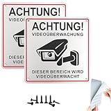 Upifen Videoüberwachung Schild 2 Stück Hinweisschild,15x15cm Aluminium...