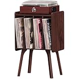 LELELINKY Holz Schallplattenständer mit 4 Schränken, Mid-Century Vinyl...