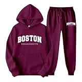 Vhersily Damen Jogginganzug Elegant Winter 2 Stück Buchstaben Gedruckt Mit...
