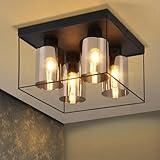 CBJKTX Deckenlampe Wohnzimmer Deckenleuchte Glas - 4 Flammig E27 Vintage...