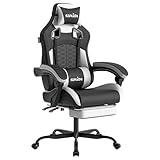 SUKIDA Gaming Stuhl, Ergonomischer Gaming-Stuhl mit Fußstütze, Racing...