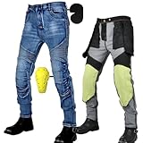 SHUOJIA Motorradhose Herren, Motorrad Jeans Herren Aus Aramidfaser,Motorrad...