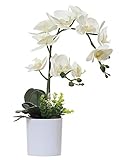 Olrla 43cm Weiß Künstliche Orchideen Blume im Weißen Topf, künstliche...