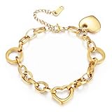 Emibele Herz Armbänder für Frauen, Edelstahl Non Tarnish Gold Armband mit...