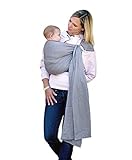 AMAZONAS Babytragetuch ohne Knoten Ring Sling Grey 180 cm 0-3 Jahre bis 15...