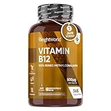 Vitamin B12 500µg Tabletten - 365 vegane Stücke - 1 Jahr Vorrat - Für...