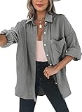 Dokotoo Bluse Damen Musselin Langarmshirt Baumwolle Lässig Oberteile Hemd...